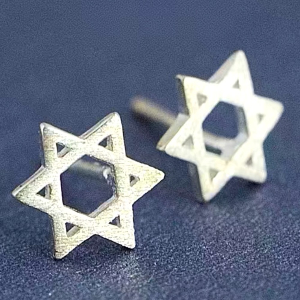 Star Of David Silver Stud Earrings